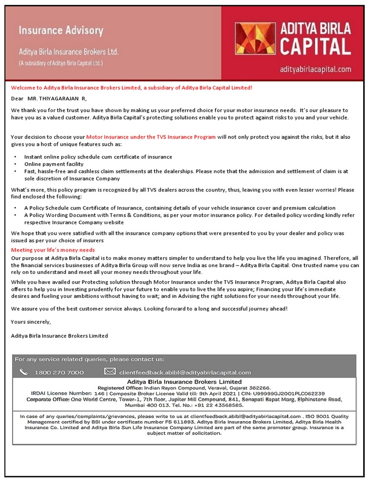Bike Policy Schedule PDF Insurance Vehicle Insurance