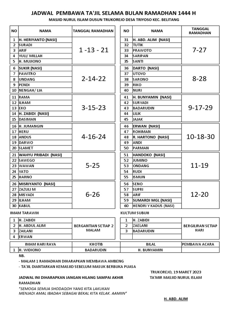 Jadwal Ramadhan Pdf