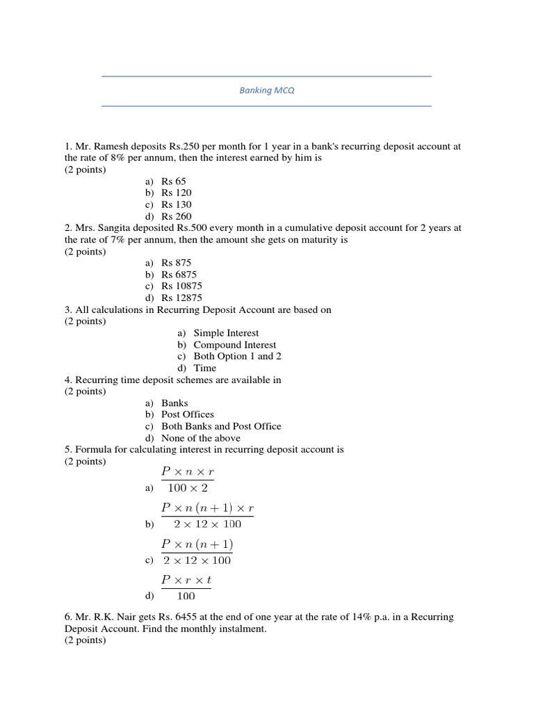 Banking MCQ PDF