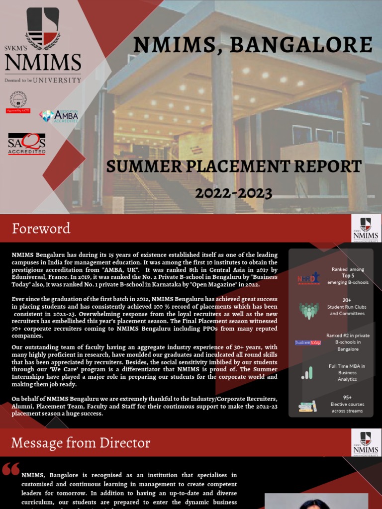 Summer placement report 2022 2023 1 pdf business school business