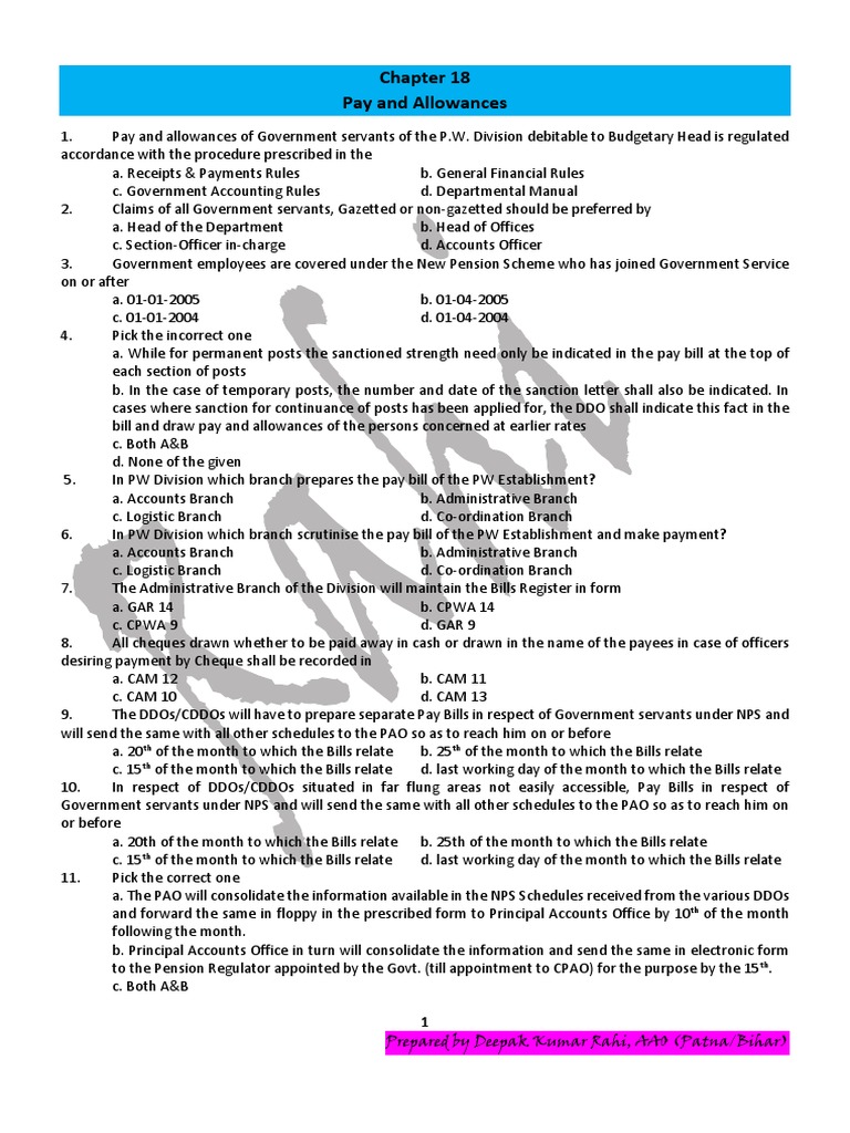 Guidelines for pay and allowances of public works department employees