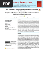 The Legitimacy of Public Participation in Lawmaking in Indonesia