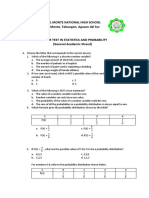 Del Monte National High School Chapter Test in Statistics and Probability