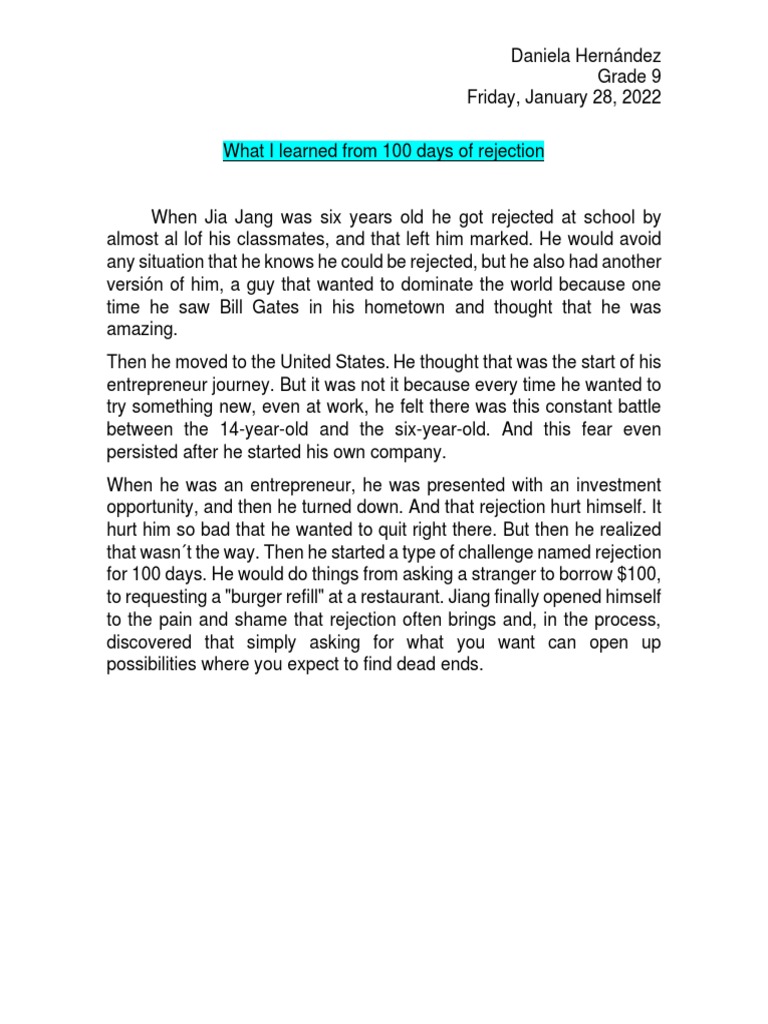 100 Days Of Rejection Challenge List