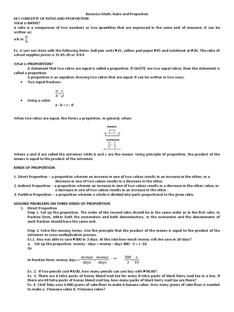 Understanding Ratios and Proportions | PDF | Ratio | Breads