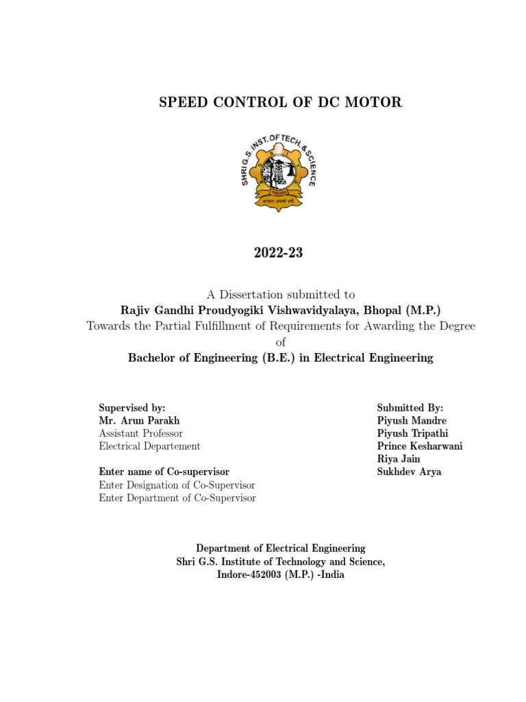 Minor - Report - On - Speed Control of DC Motor Using MSP430G | PDF ...