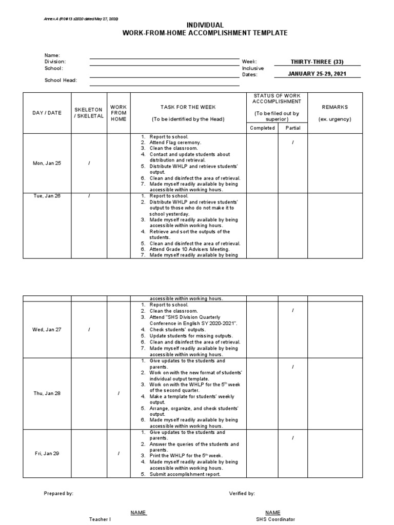 Accomplishment report week 33 shs pdf computing software