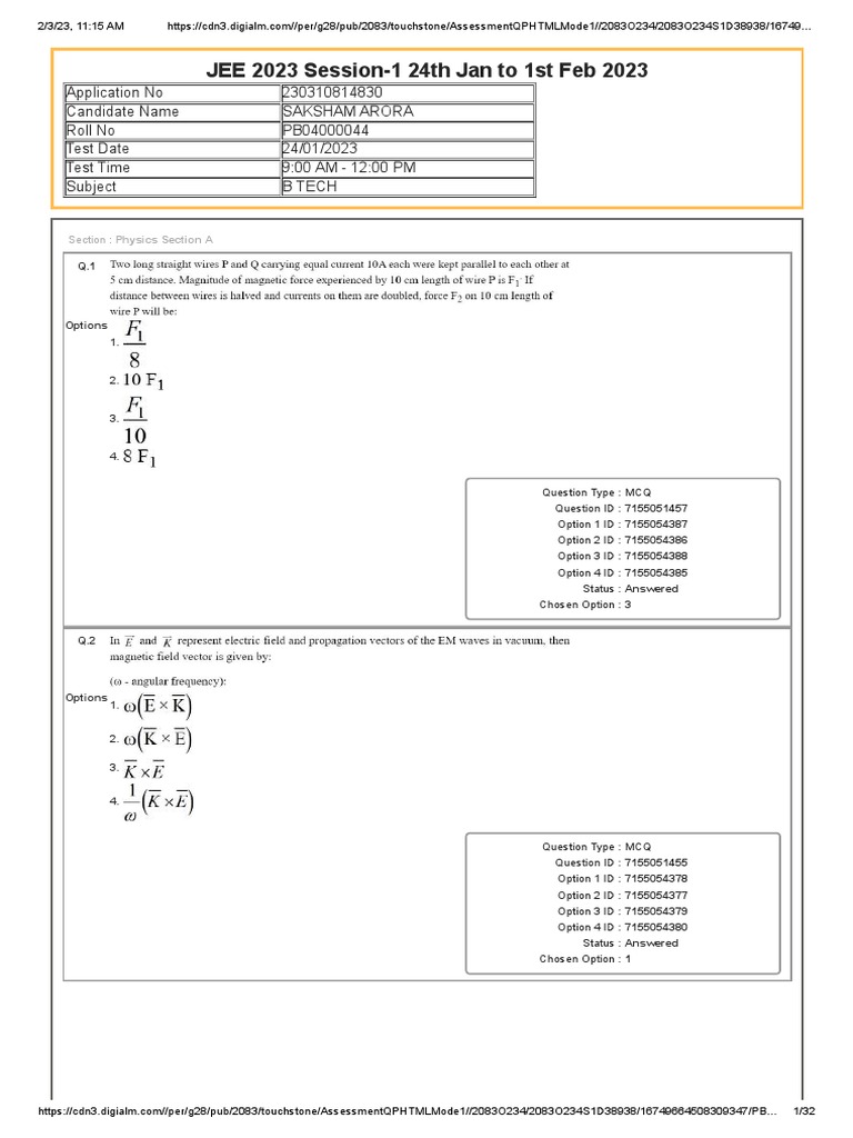 Jee Paper | PDF | Multiple Choice | Methodology