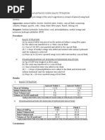 Analysis of An Antacid Using Back Titration (CAPE LAB)