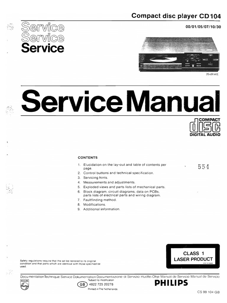Philips CD 104 Service Manual PDF