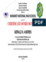 Mayamot National High School: Certificate of Recognition