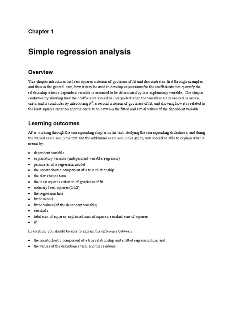 Simple Regression Analysis Overview | PDF | Ordinary Least Squares ...