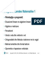 Programi i Lendes Matematike 1: Pёrmbajtja e programit
