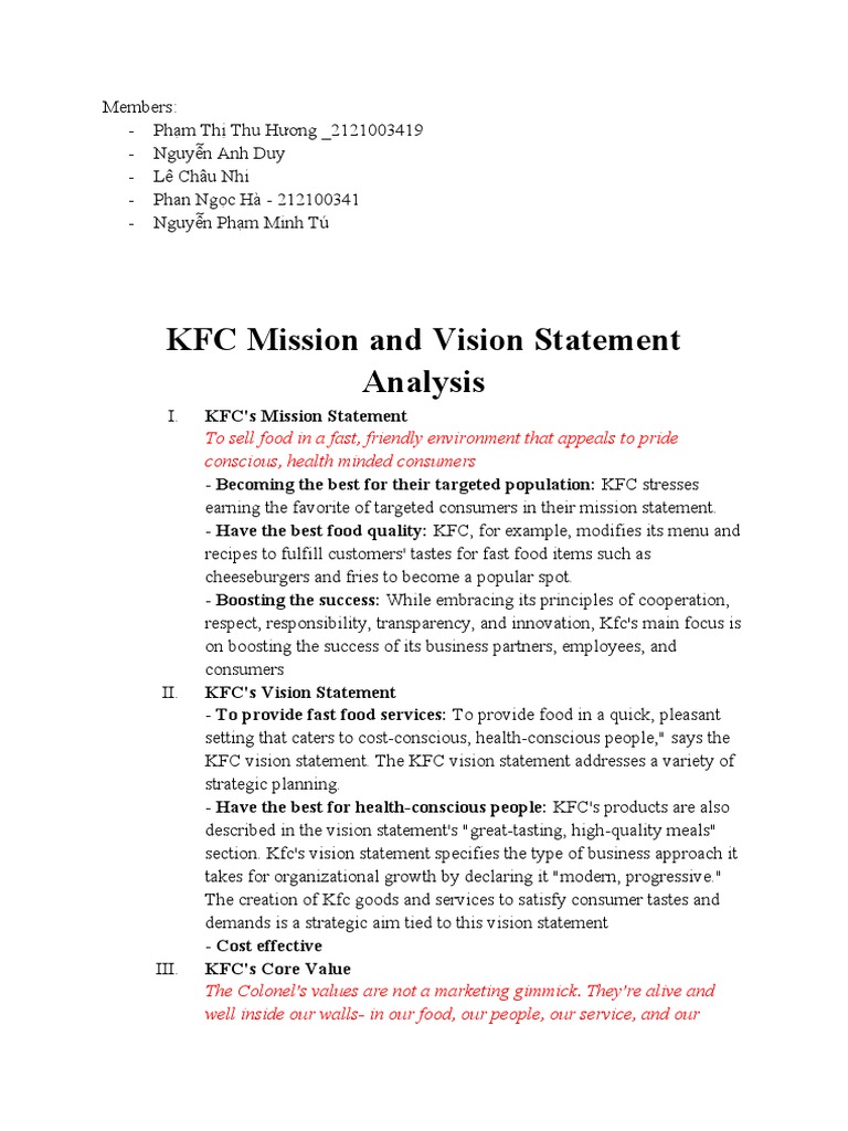 Group6 Monday AfternoonKFC'S Vision, Mission, Values and SBU PDF