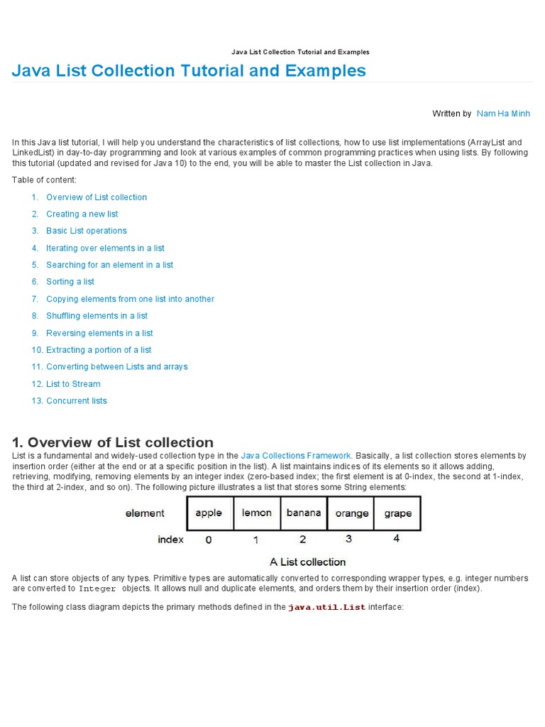Java List Collection Tutorial and Examples | PDF | Method (Computer ...