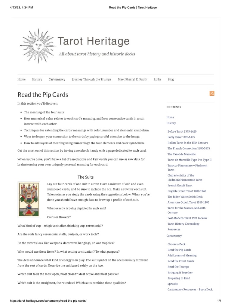 Read The Pip Cards - Tarot Heritage | PDF