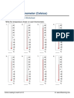 Reading A Thermometer (Celsius) : Grade 2 Measurement Worksheet