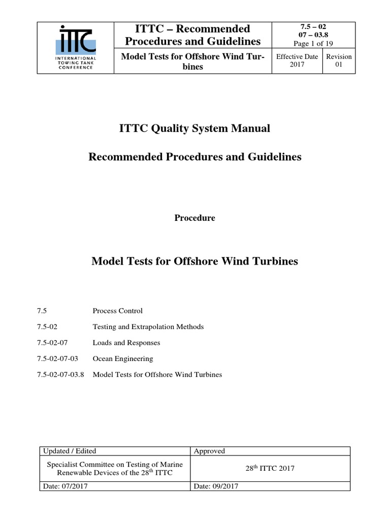 Offshore Wind Turbine Model Testing Guidelines | PDF | Offshore Wind ...
