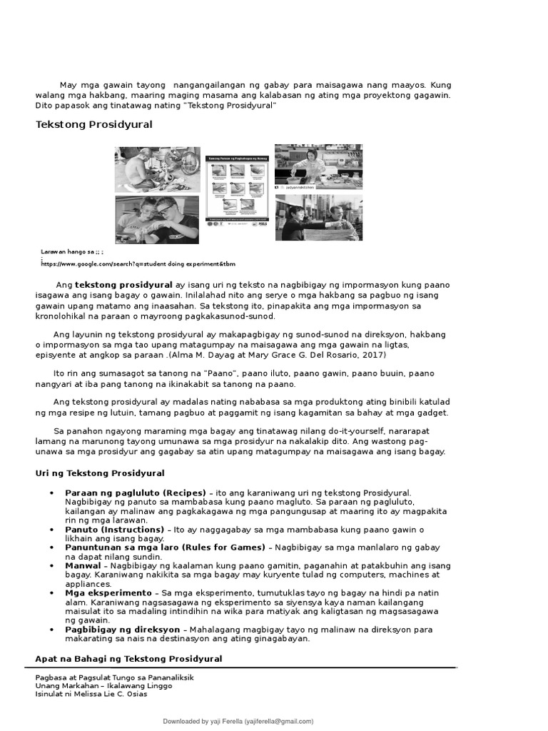 2 Tekstong Prosidyural Ikalawang Modyul 1 | PDF