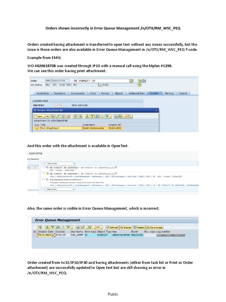 Error Queue Issues with Order Attachments | PDF