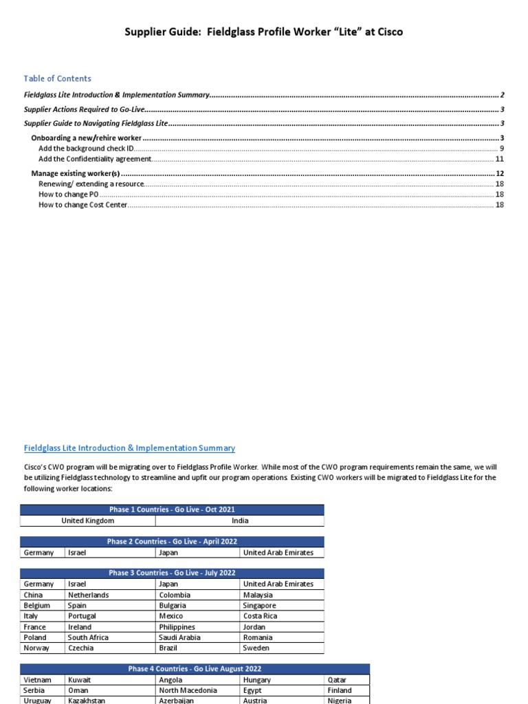 Supplier Guide Fieldglass Profile Worker "Lite" at Cisco PDF