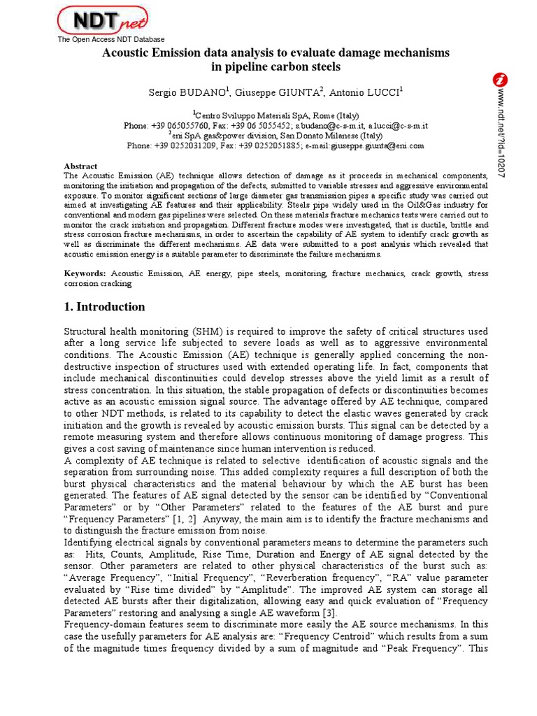 Evaluating Pipeline Damage via AE Technique | PDF | Fracture Mechanics ...