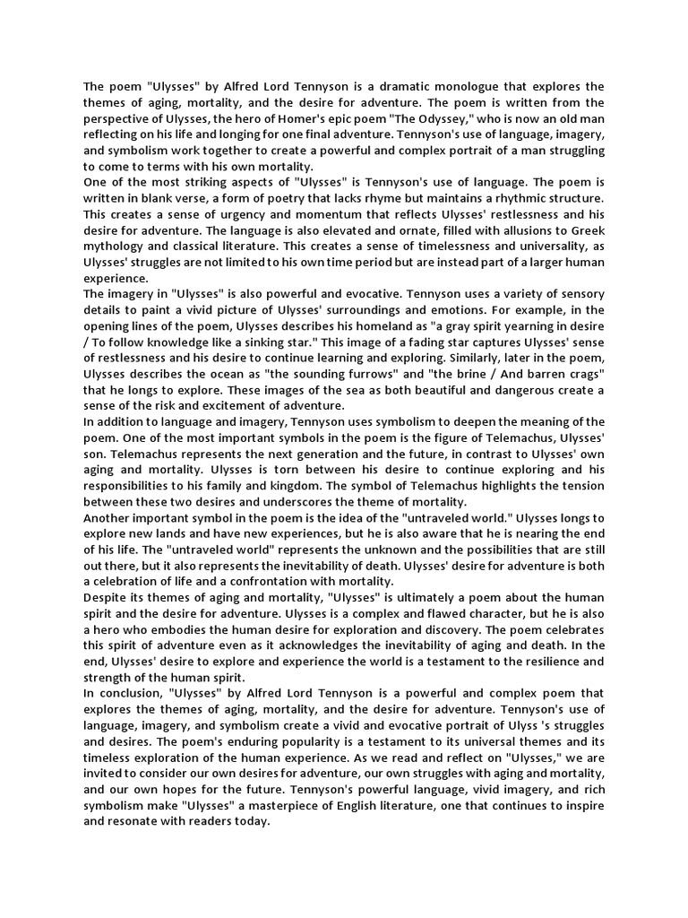 Ulysses Analysis PDF Poetry