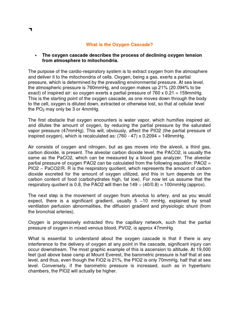 What Is The Oxygen Cascade | PDF | Hemoglobin | Lung