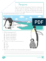 Penguins Reading Comprehension Passage Activity