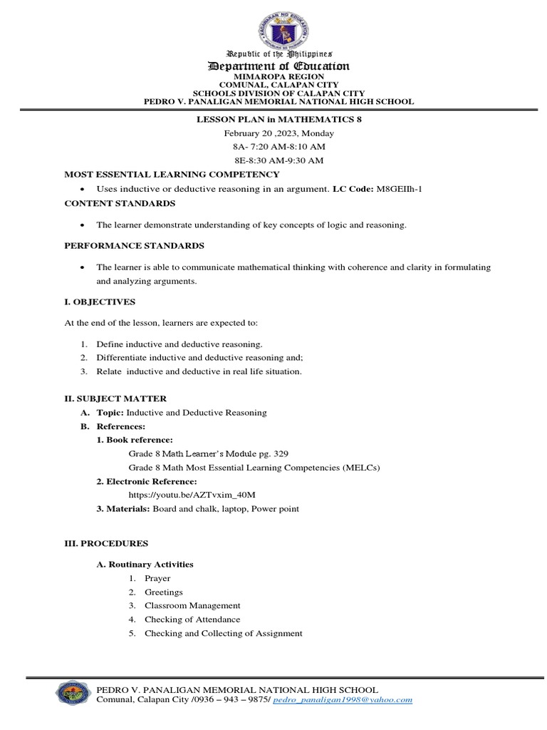 Department of Education Uses Inductive or Deductive Reasoning in An