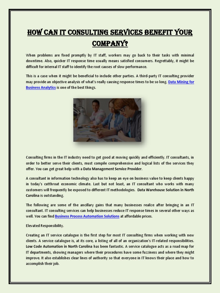 How Can IT Consulting Services Benefit Your Company | PDF | Consultant ...