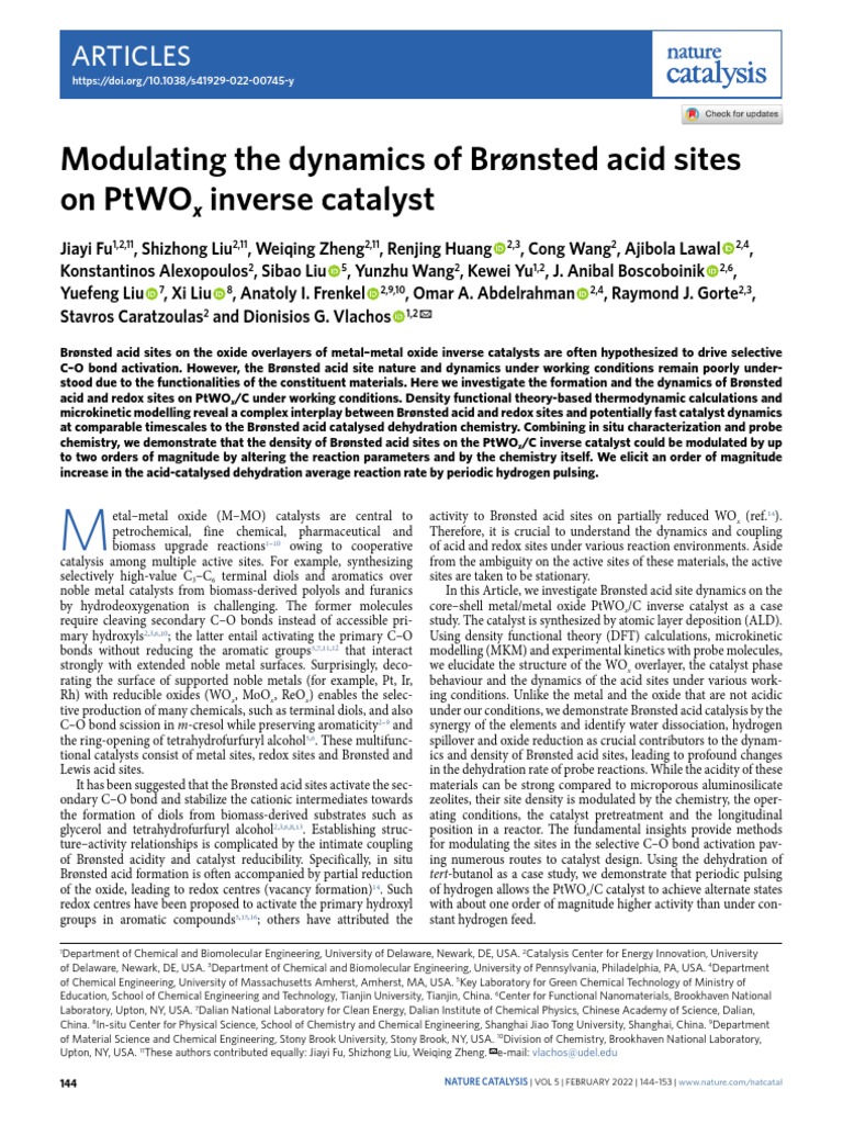 PT W Nature Catalysis | PDF | Redox | Catalysis