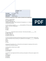 Test Paper:12 Paper Type: Whole Testpaper Test Date: 22 January 2011 Test Location: Kolkata Posted By: Shaik Jasmine