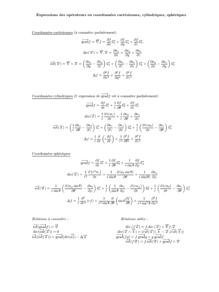 Rotationnel en coordonnées cylindriques | PDF | Calcul différentiel ...