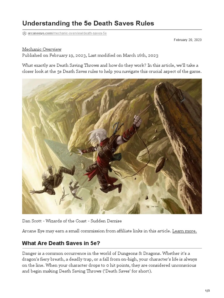 Understanding The 5e Death Saves Rules Download Free PDF Dungeons & Dragons Role Playing Games