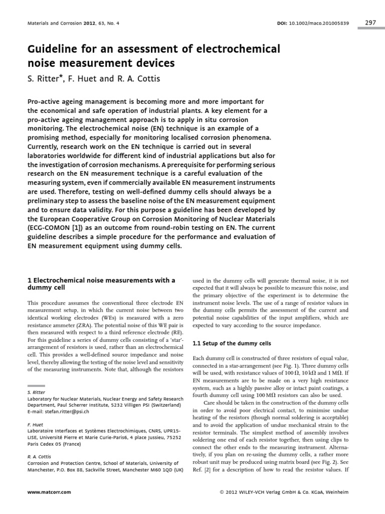 Guideline For An Assessment of Electrochemical Noise Measurement