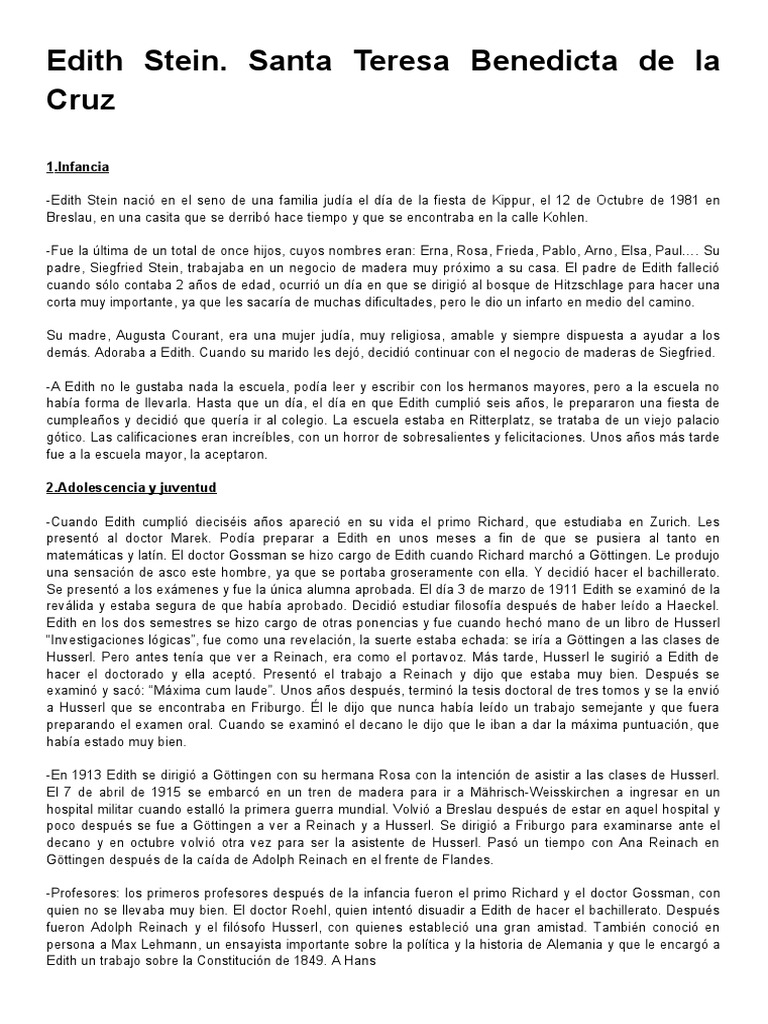 Edith Stein | PDF | Religión y espiritualidad