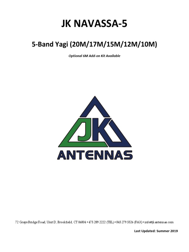 JK Navassa 5 Manual Summer 2019 W 6m Kit PDF Coaxial Cable Electrical Connector