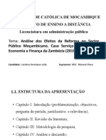 Universidade Católica de Moçambique Instituto de Ensino A Distância Licenciatura em Administração Pública