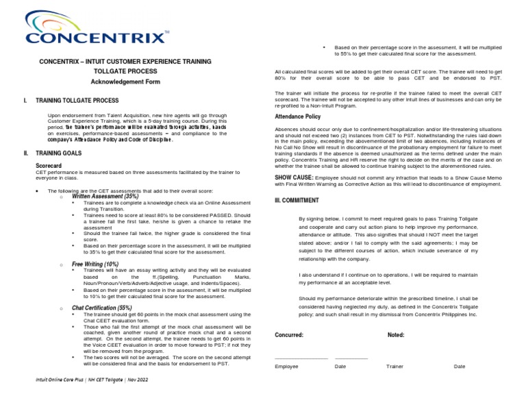 Intuit CET Training Tollgate Process Guide | PDF | Cognitive Science ...