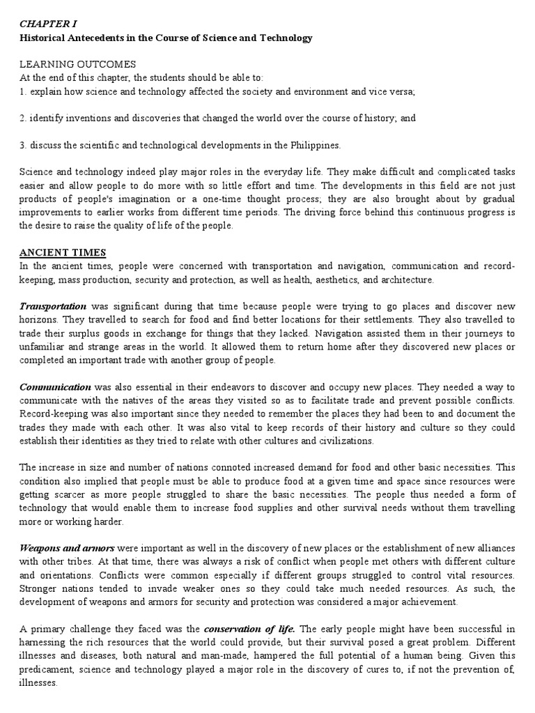 STS Historical Antecedents in The Course of Science and Technology ...