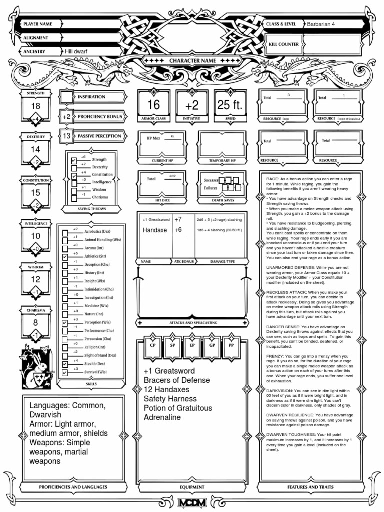 Premade Barbarian | PDF | Role Playing Games