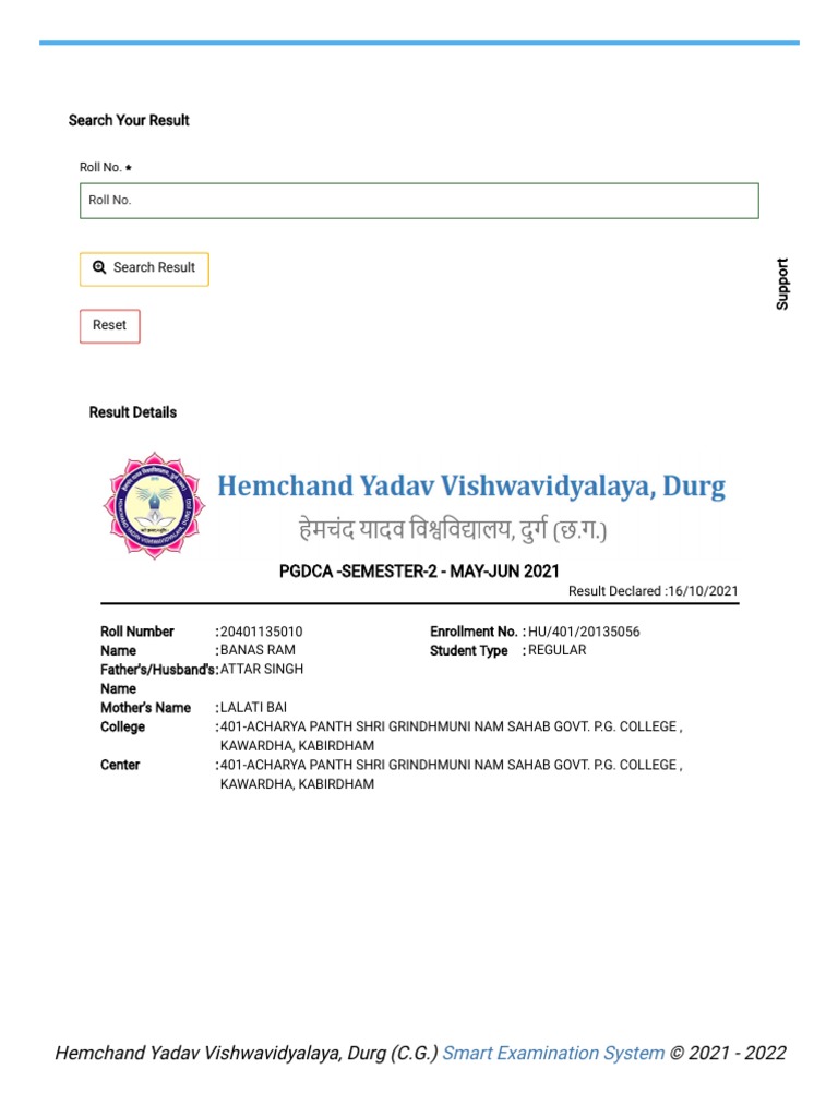 Hemchand Yadav Vishwavidyalaya Durg (C G ) PDF Computing Software