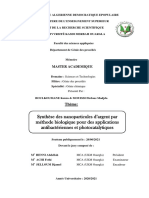 Synthèse Des Nanoparticules D'argent Par Méthode Biologique Pour Des Applications Antibactériennes Et Photocatalytiques