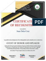 Certificate of Recognition: Juan Dela Cruz