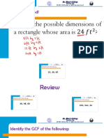 Getting Started!: What Are The Possible Dimensions of A Rectangle Whose Area Is 24