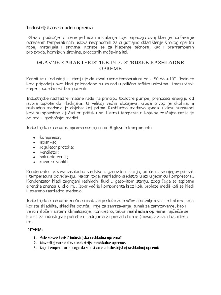 Industrijska Rashladna Oprema | PDF