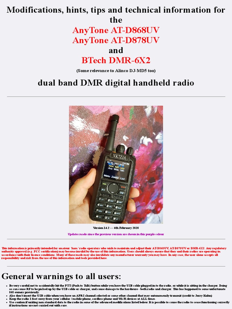AnyTone 868 & 878 Btech 6X2 Alinco DJMD5 Mods and Information1