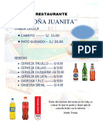 "Doña Juanita": CABRITO - S/. 15.00 PATO GUISADO - S./ 20.00
