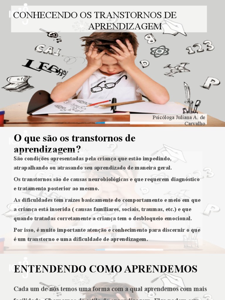 Transtornos de Aprendizagem: Guia Completo | PDF | Transtorno de ...
